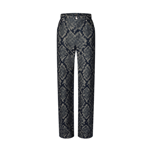 Pantalon droit en denim graphique