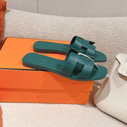 Hermes - Claquettes Vert Bouteille